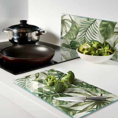 Glass chopping board Tropical leaves