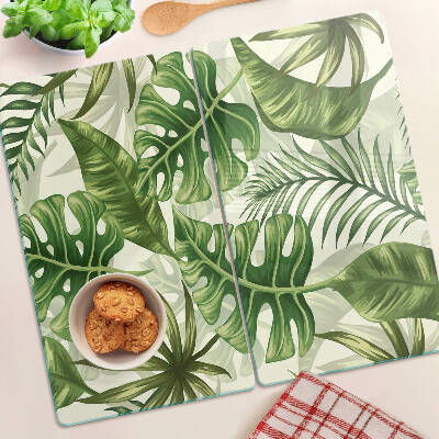 Glass chopping board Tropical leaves