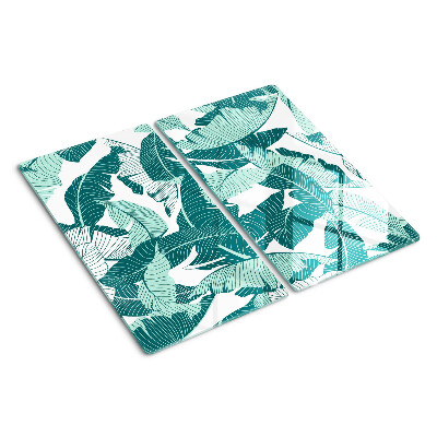 Glass kitchen board Tropical leaves in shades of green