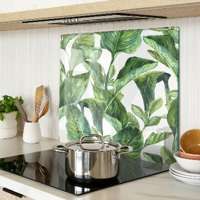 Glass kitchen board Leaves of tropical plants