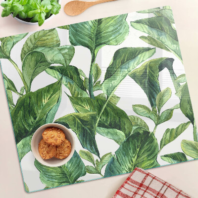 Glass kitchen board Leaves of tropical plants
