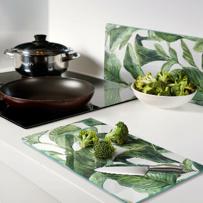 Glass kitchen board Leaves of tropical plants