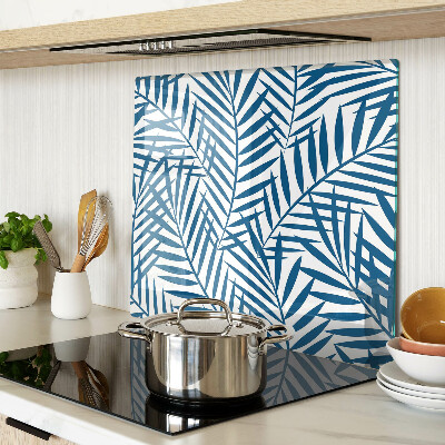 Glass chopping board Palm leaves in shades of blue