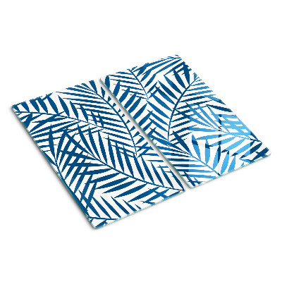 Glass chopping board Palm leaves in shades of blue