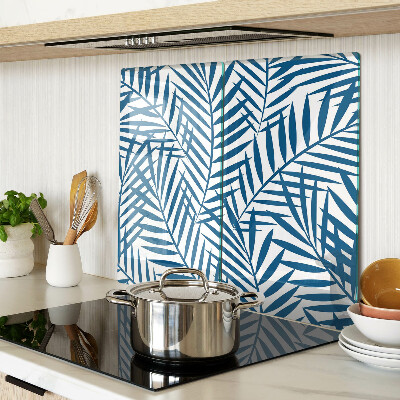 Glass chopping board Palm leaves in shades of blue