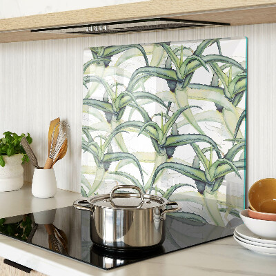 Glass kitchen board Watercolor style plant leaves