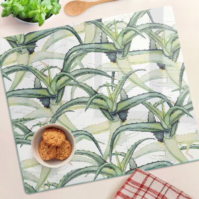 Glass kitchen board Watercolor style plant leaves