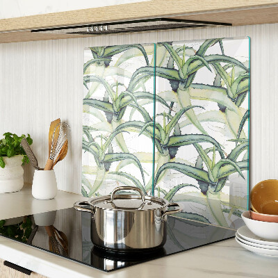 Glass kitchen board Watercolor style plant leaves