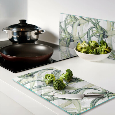Glass kitchen board Watercolor style plant leaves