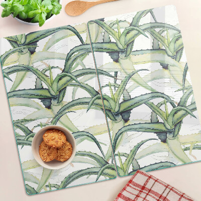 Glass kitchen board Watercolor style plant leaves
