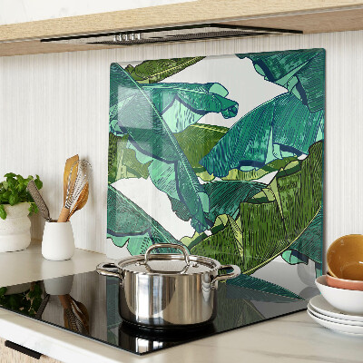 Glass kitchen board Palm leaves in shades of green