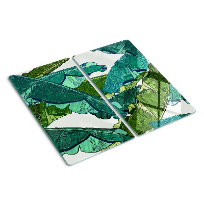 Glass kitchen board Palm leaves in shades of green