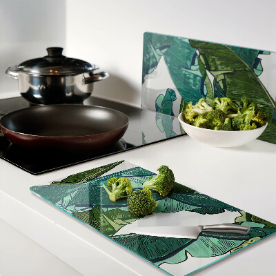 Glass kitchen board Palm leaves in shades of green