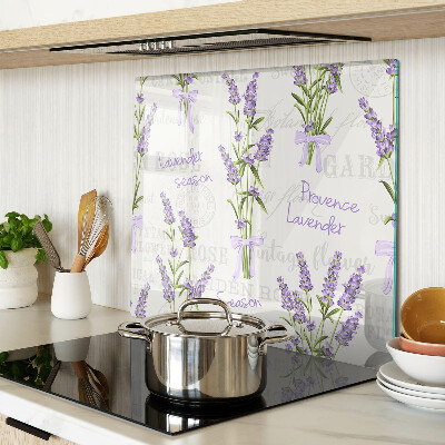 Glass kitchen board Lavender and Provençal Lettering