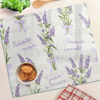 Glass kitchen board Lavender and Provençal Lettering