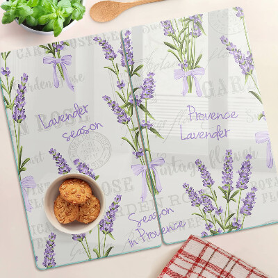 Glass kitchen board Lavender and Provençal Lettering