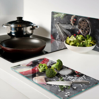 Glass chopping board Spices and herbs