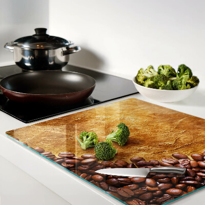Glass kitchen board Coffee and leather pattern