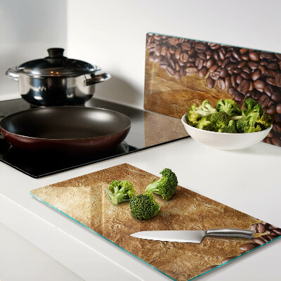 Glass kitchen board Coffee and leather pattern