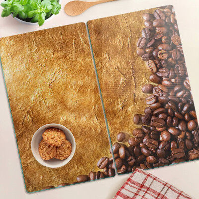 Glass kitchen board Coffee and leather pattern