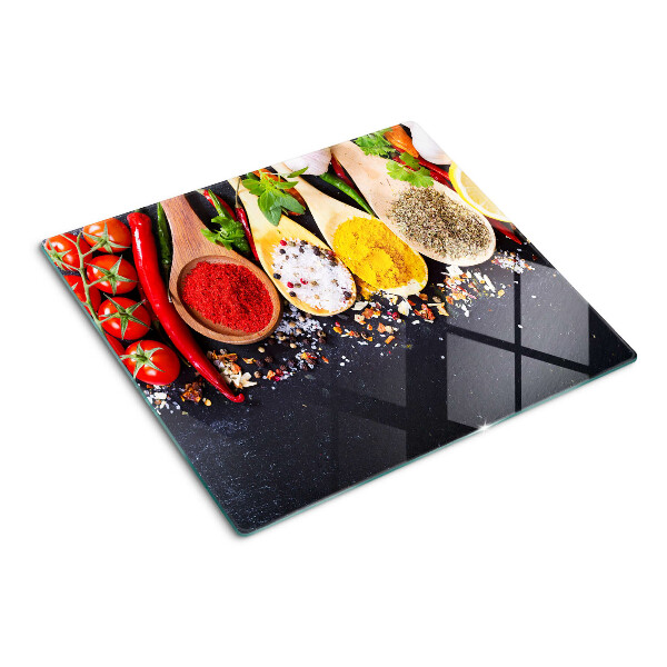 Glass kitchen board Spices and herbs
