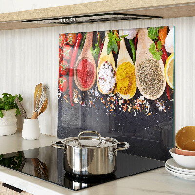 Glass kitchen board Spices and herbs