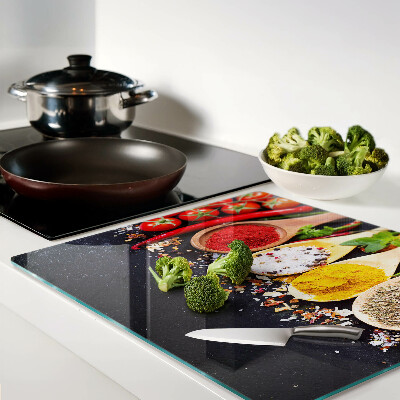Glass kitchen board Spices and herbs