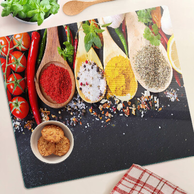 Glass kitchen board Spices and herbs