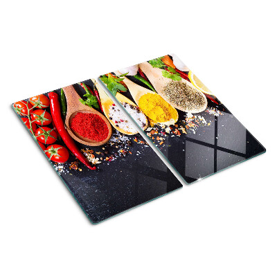 Glass kitchen board Spices and herbs