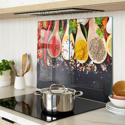 Glass kitchen board Spices and herbs