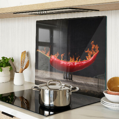 Glass chopping board Fire and chili pepper