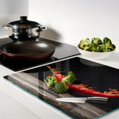 Glass chopping board Fire and chili pepper