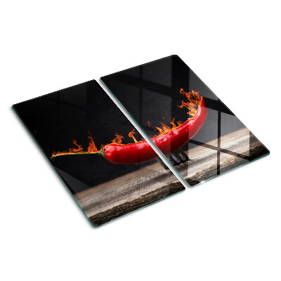 Glass chopping board Fire and chili pepper