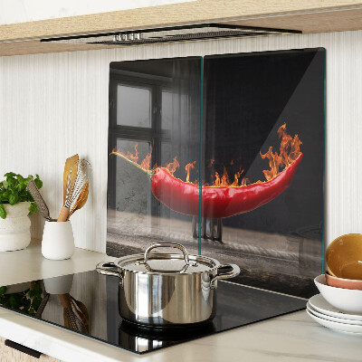 Glass chopping board Fire and chili pepper