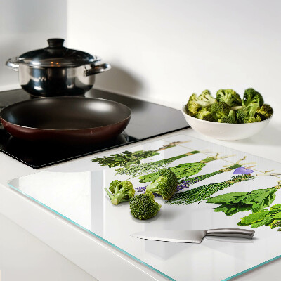 Glass kitchen board Herbs on a String