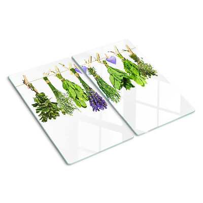 Glass kitchen board Herbs on a String