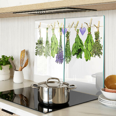 Glass kitchen board Herbs on a String