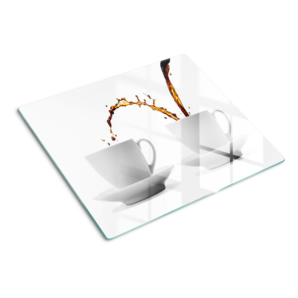 Glass kitchen board Coffee in cups