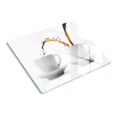 Glass kitchen board Coffee in cups