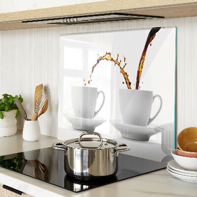 Glass kitchen board Coffee in cups