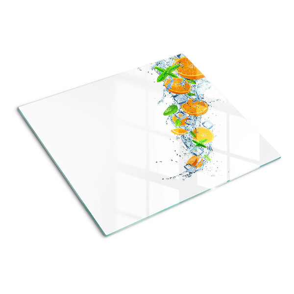 Glass chopping board Citrus in water