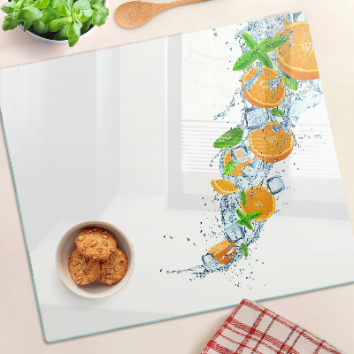 Glass chopping board Citrus in water