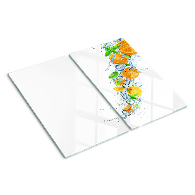Glass chopping board Citrus in water