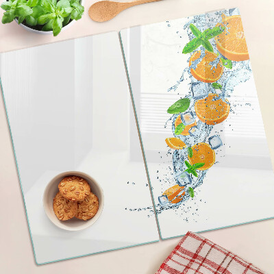 Glass chopping board Citrus in water