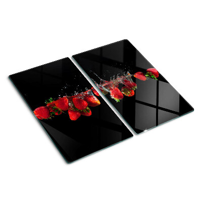 Glass chopping board Strawberries in water
