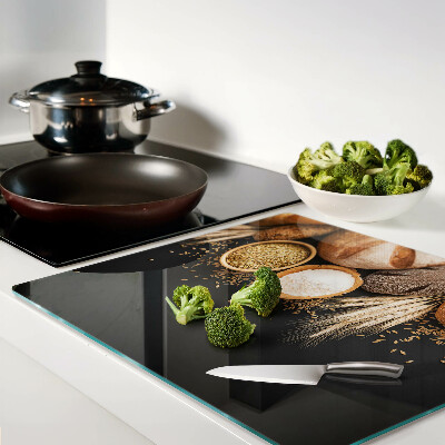 Glass kitchen board Bread and grains