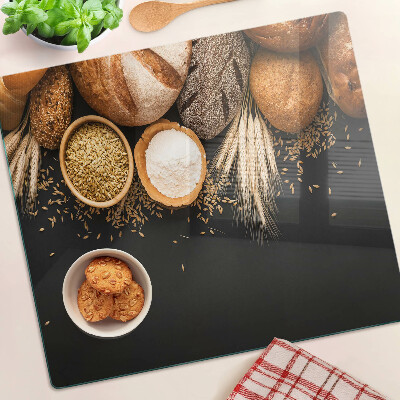 Glass kitchen board Bread and grains