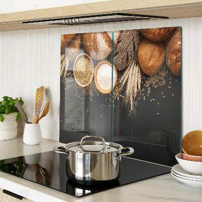 Glass kitchen board Bread and grains