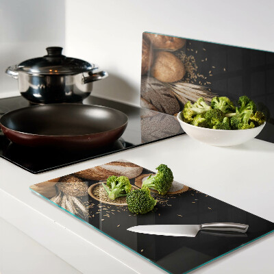Glass kitchen board Bread and grains