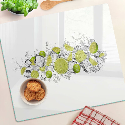 Glass kitchen board Lemons and ice